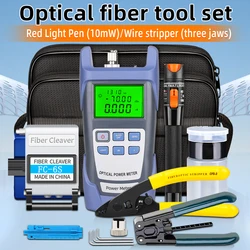 19pcs/set FTTH Fiber Optic Tool Kit with -70~+10dBm Optical Power Meter 10MW Visual Fault Locator