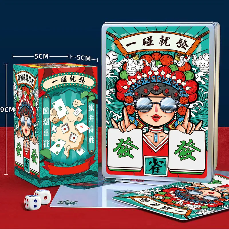 

Outdoor Portable Waterproof Mahjong Playing Cards, Travel Picnic, Camping Paper Card Game Set for Family Gathering Party