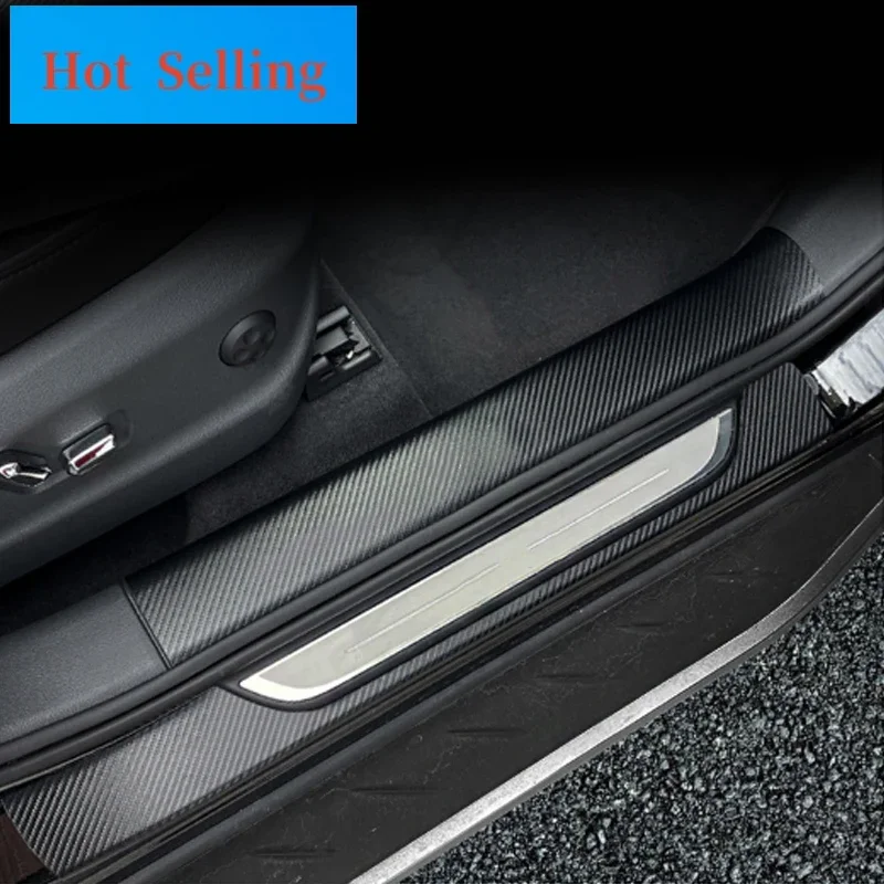 

For Hongqi H5 HS5 HS7 2022 2021 2020 2019 Carbon Fiber Car Door Sill Trim Threshold Protection Strips Door Guard Stickers