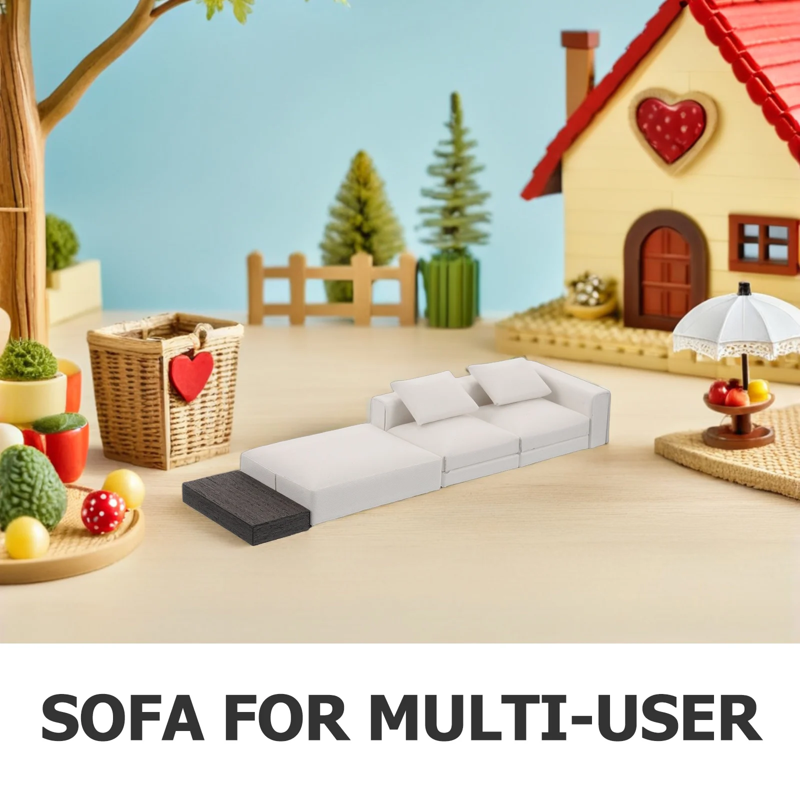 Miniaturowy zestaw mebli do salonu w skali 1:20: sofa, kanapa, poduszki, akcesoria do zabawy w udawanie, sztuczne meble do domku dla lalek.