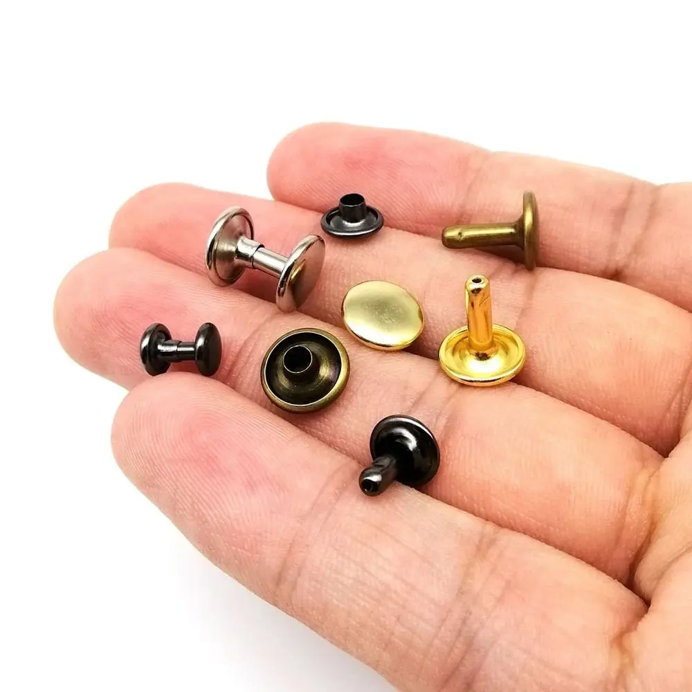 100Sets Leather Collar Decor Rivet Stud 6/8/10mm Double Cap Leather Bag Stud Screw Clothes Accessory Spot Nail