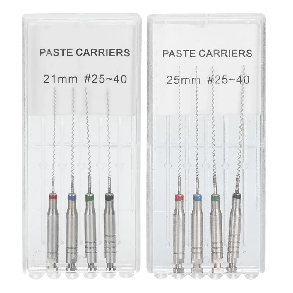 4 unids/set portadores de pasta rotativa Dental mezclados 21/25mm # 25-40 Herramientas de odontología de llenado de Lentulo de relleno en espiral de conducto radicular de endodoncia