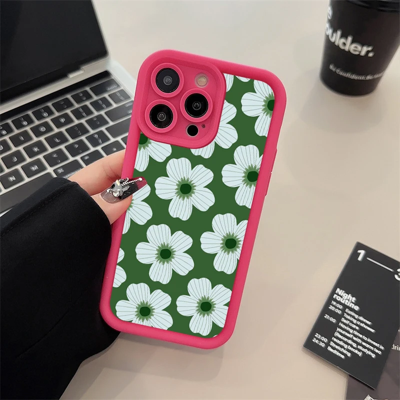 Flower Phone Case For iPhone 15 14 Plus 11 Pro Max 13 12 Mini XR X XS Soft Cover Fundas