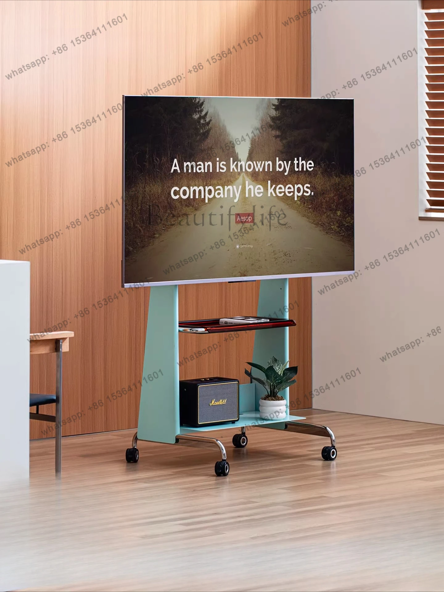 

Movable TV cabinet Floor-to-ceiling with wheel bracket Living room Bedroom Universal TV shelf