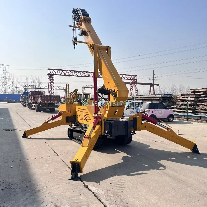 Glass Lifting Spider Crane Machine Electrical Construction Mobile Portable 3 5t Mini Crawler Spider Crane with Telescopic Boom