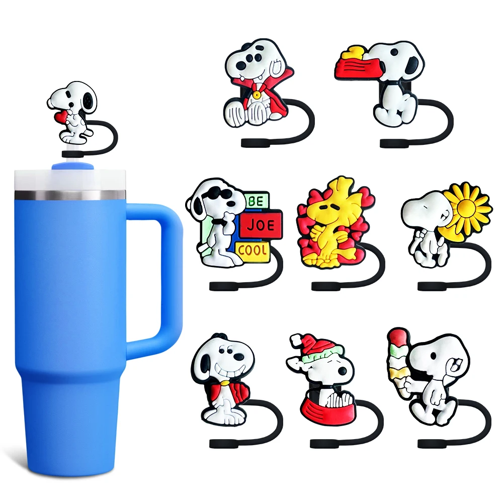 Snoopy Straw Cover Cap 10MM Cartoon Drink Straw Plug Reusable Splash Proof Drinking Fit Cup Straw Cap Charm Pendant Party Gift ﻿