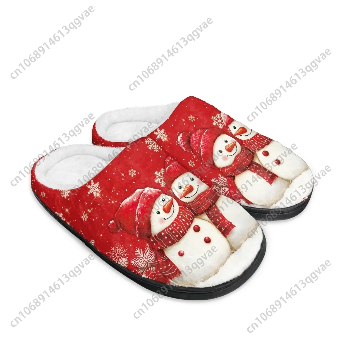 Cannes de caramelo de Navidad, conos de pino, muñeco de nieve rosa, Zapatillas de algodón para el hogar, para hombre, mujer, adolescente, dormitorio de felpa, pantuflas personalizadas que mantienen el calor