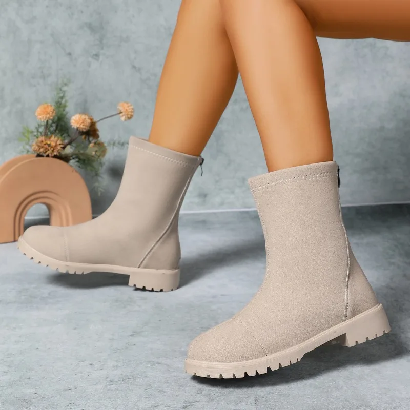 الجلد المدبوغ الخلفي البريدي المضادة للانزلاق مقاومة للاهتراء كتلة كعب أحذية واحدة الخريف جديد جولة تو الخلفي البريدي لينة وحيد الجوارب