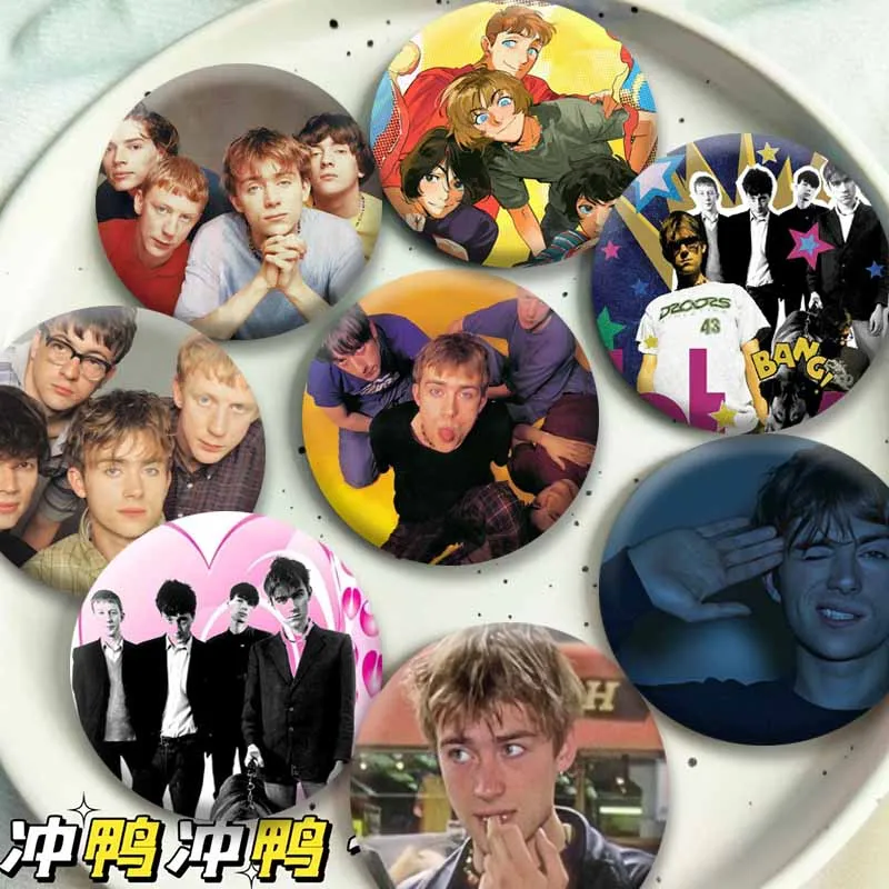 Rock Band Blur Album Cover Enamel Pins Damon Albarn Alex Graham Dave Coin Badge Round Brooch for Bag Hat Jewelry Accessory Gifts