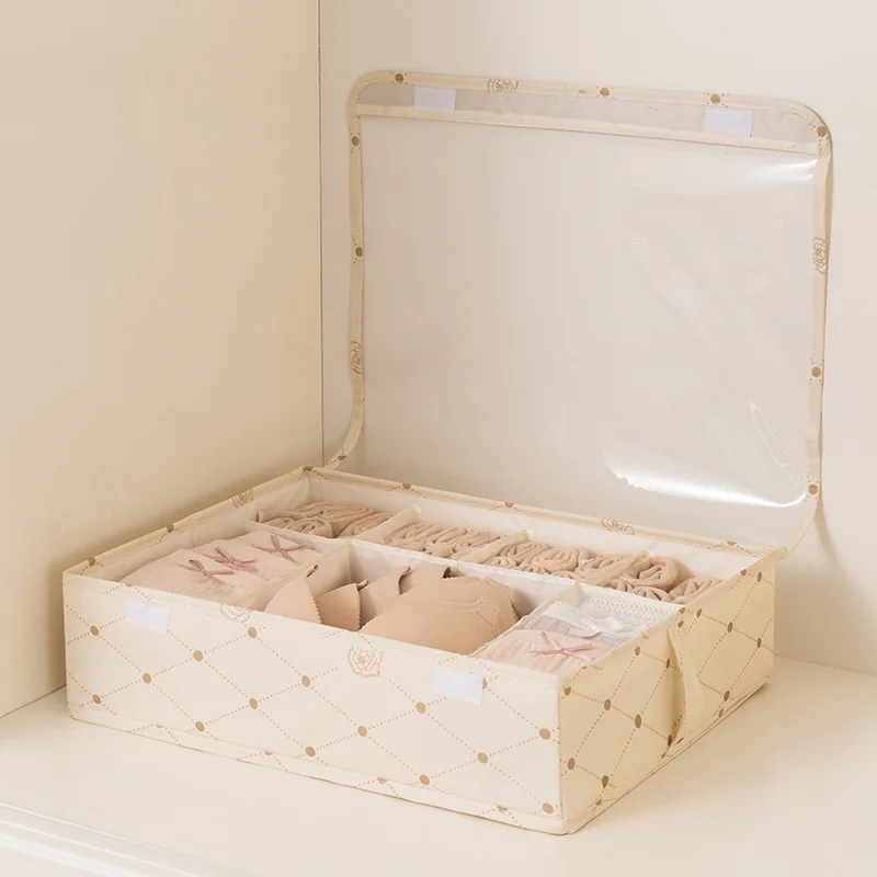 Folded Underwear Organizer Storage Box Panties Socks Storage Boxes with Lid Wardrobe Organizer Cabinet Drawers Separator Box