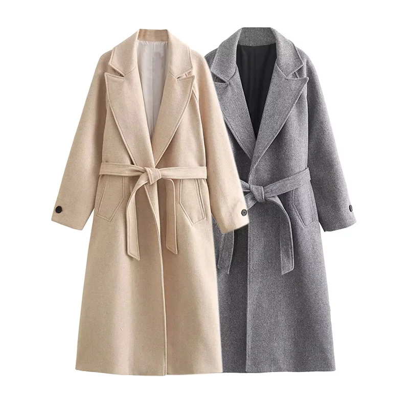 2024 Hotsale Damesjack Winterjas Lange Windjack Riem Elegante Antumn Koreaanse Dijbeen Tweed Trench Bovenkleding Kwaliteit Tops