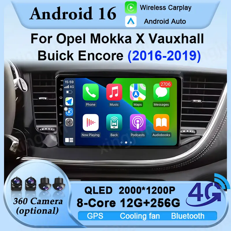 Android 16 беспроводной автомобильный радиоплеер CarPlay для Opel Mokka X Vauxhall Buick Encore 2016-2019 GPS-навигация Видео Мультимедиа