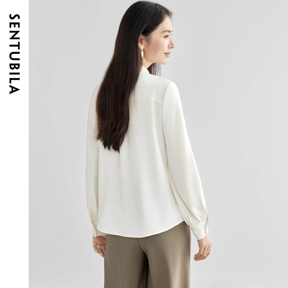 SENTUBILA Elegant Fashion Blouses Women 2025 Spring Fall Long Lantern Sleeve Office Lady Workwear Blouse Top for Woman 151C57783