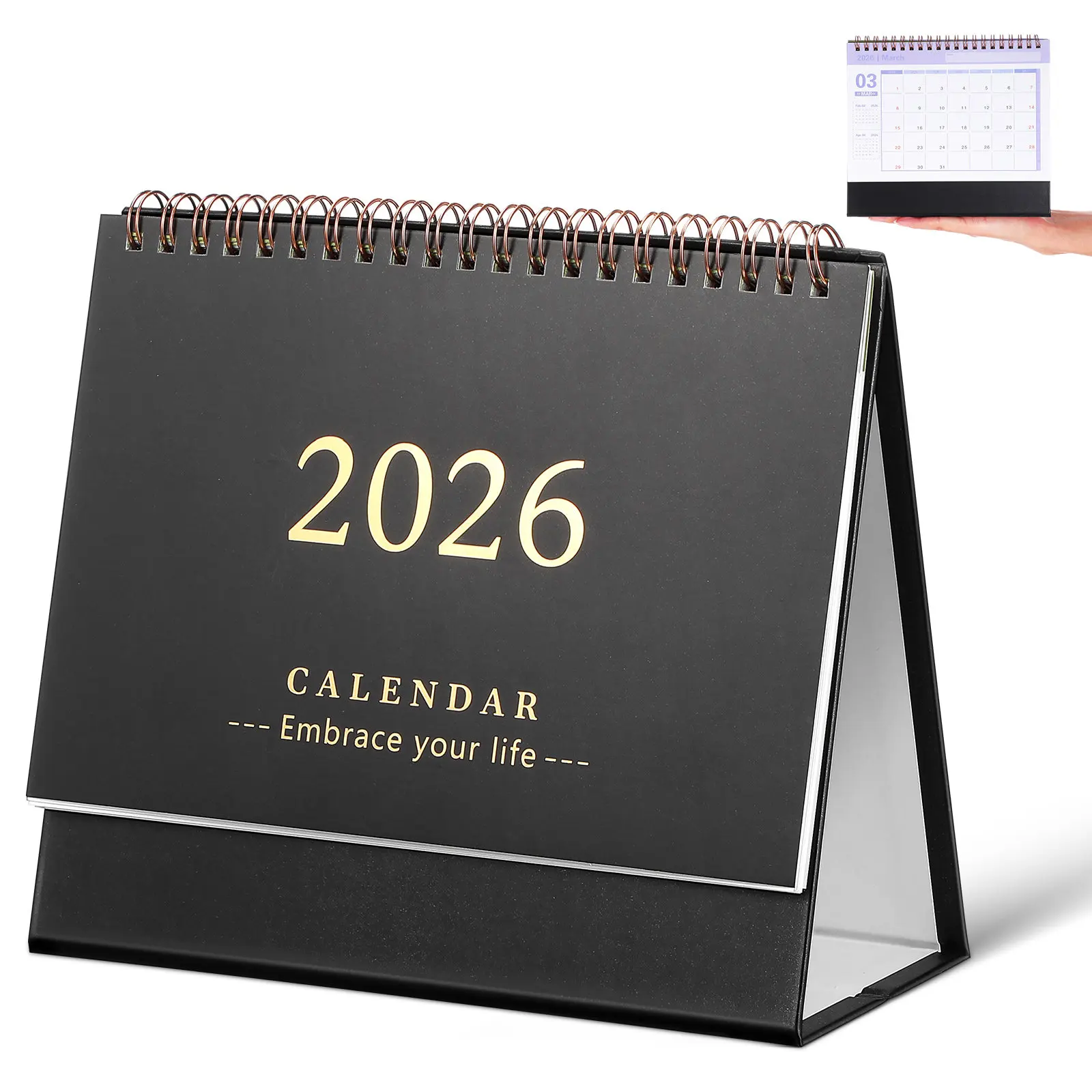 

2026 Mini Desktop Calendar Pad Compact Foldable Stand Up Design Smooth Writing Experience for Daily Planning Office School Use