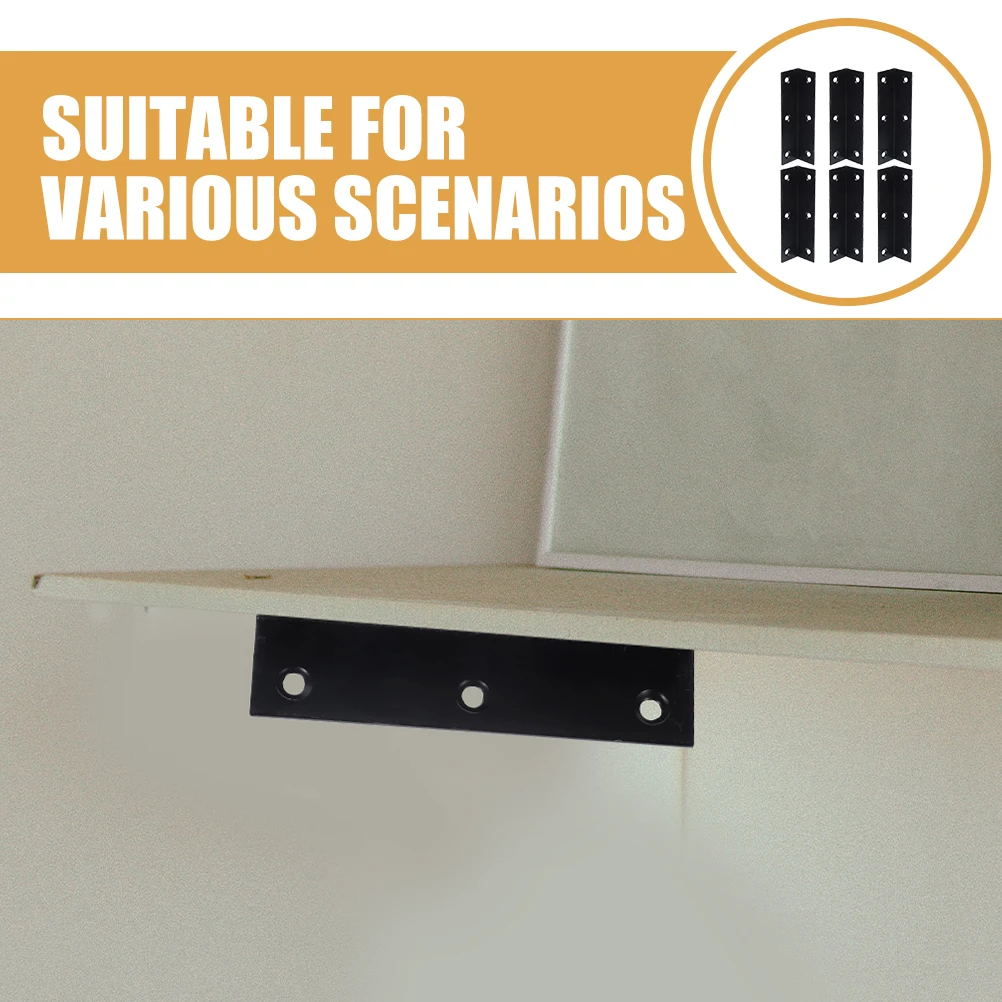 

6 Pcs Stainless Steel Corner Brackets 27x80 Black L Shape for Wood Shelves Furniture Hardware Angle Fixing Accessories
