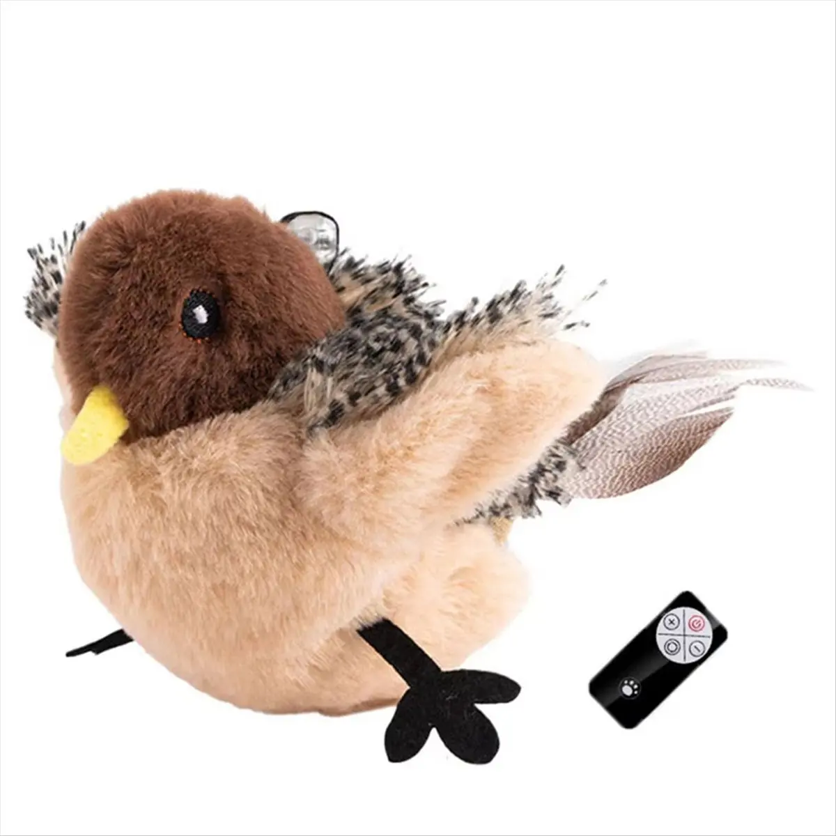 Compatible Remote Control Interactive Cat Toys Flying Bird Flapping Wings Sparrow Toy Vivid Chirping Simulation Bird Cat Toy