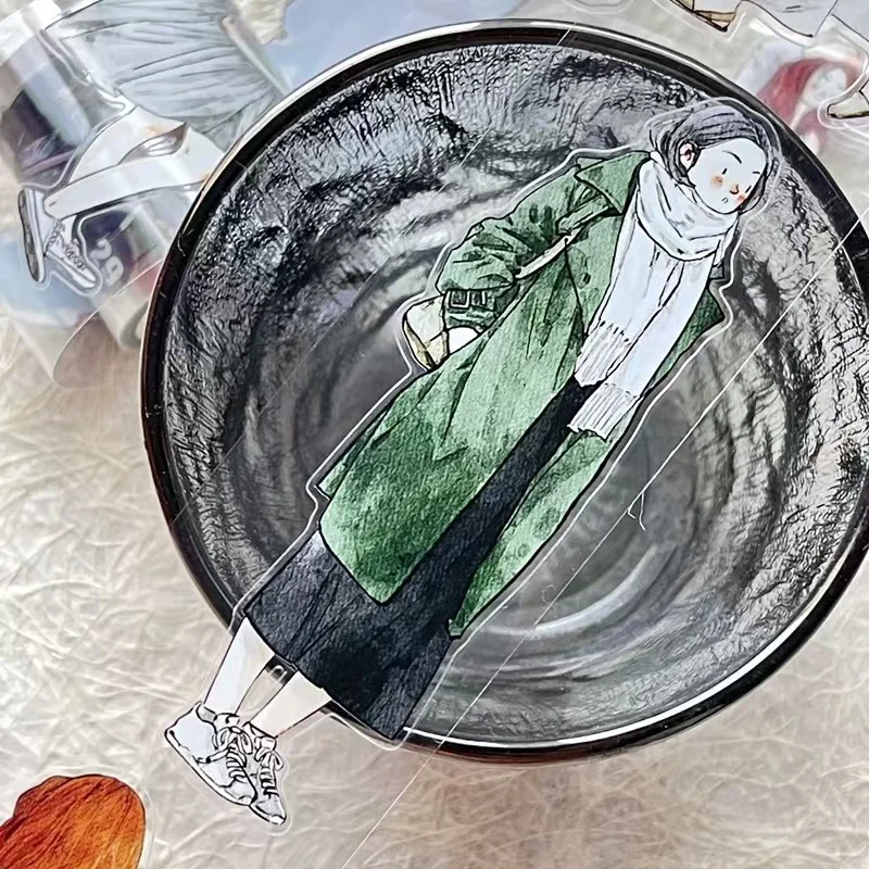 DingDing Vintage Lovely Wandering Girl Washi PET Tape for Card Making Planner DIY Scrapbooking Plan Decorative Sticker
