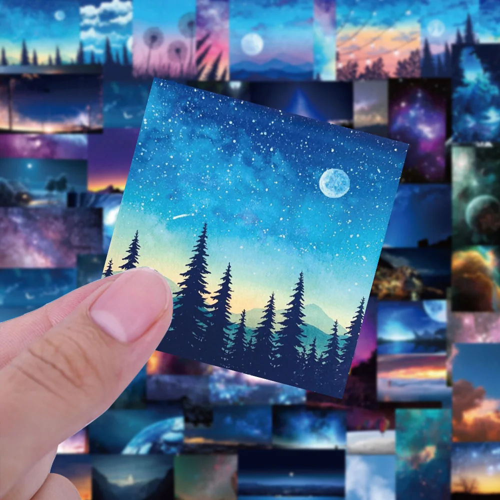 10/30/60PCS Starry Sky Clouds Night Scenery Sticker DIY Laptop Luggage Skateboard Graffiti Decals Sticker for Kid Toys Gift