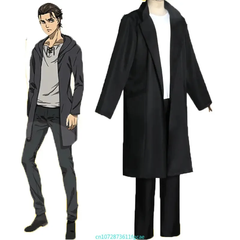 2025 جديد هجوم أنيمي تيتان الموسم النهائي جايجر إرين معطف أسود بانت تأثيري حلي الكبار الزي الرسمي حفلة ❤ ❤   $zz