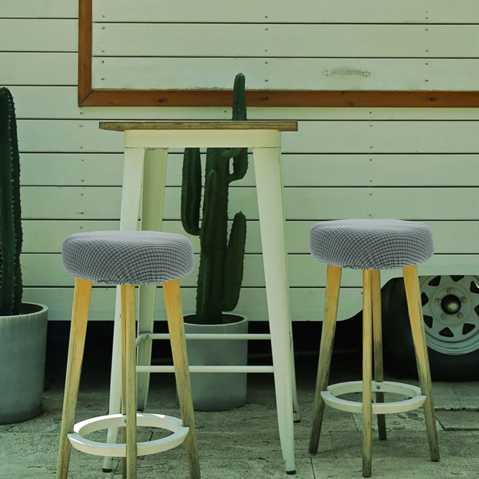 

HOLIDYOYO Round Stool Cover Elastic Seat Cushion for Bar Chairs Dining Room Washable Chair Slipcover Home Supplies Green