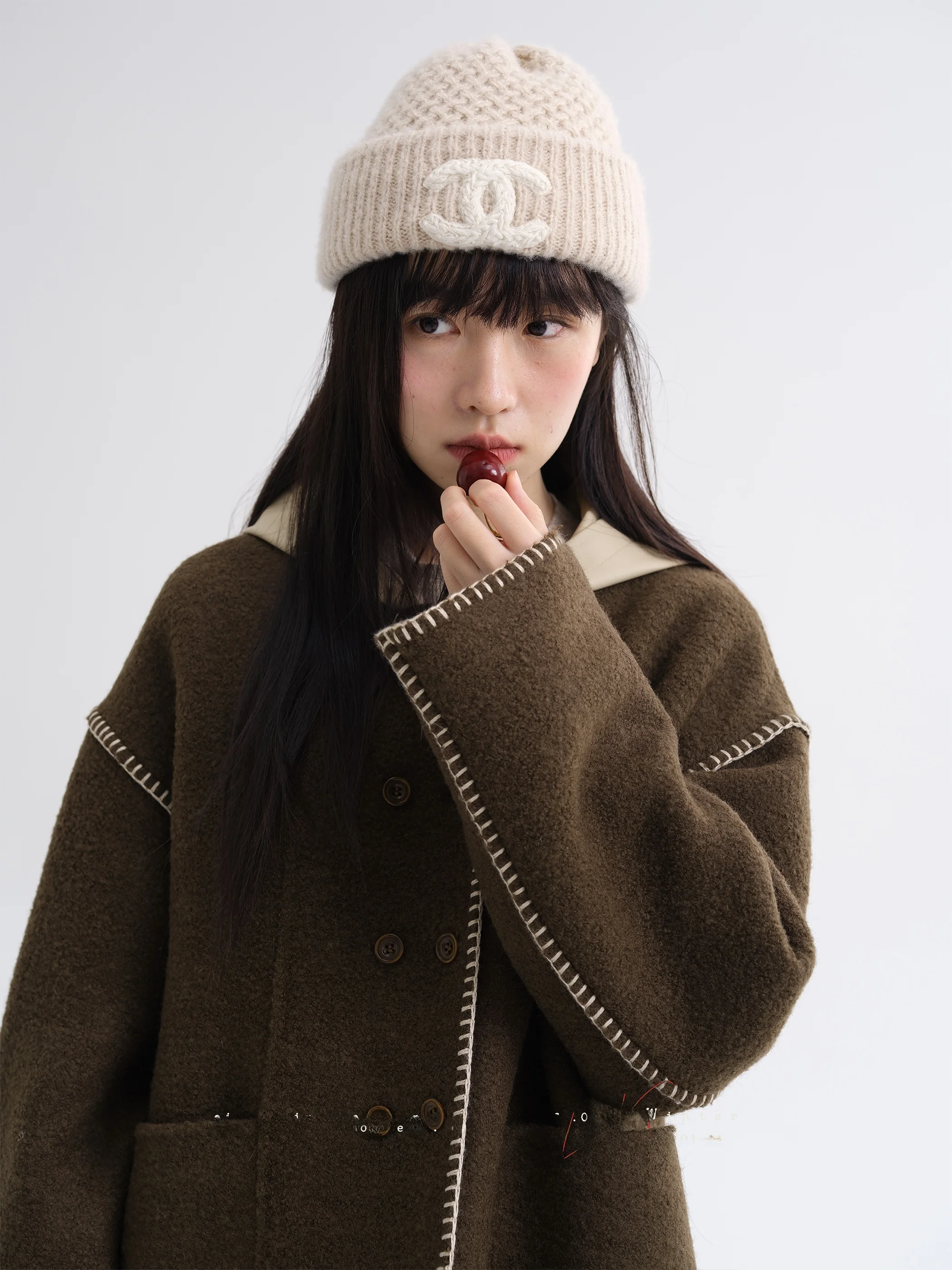 

Double-Sided Woolen Coat with Hood ort Winter Outerwear Mary Brand Street Selected Wool Warmth Artistic Sle Long Sve