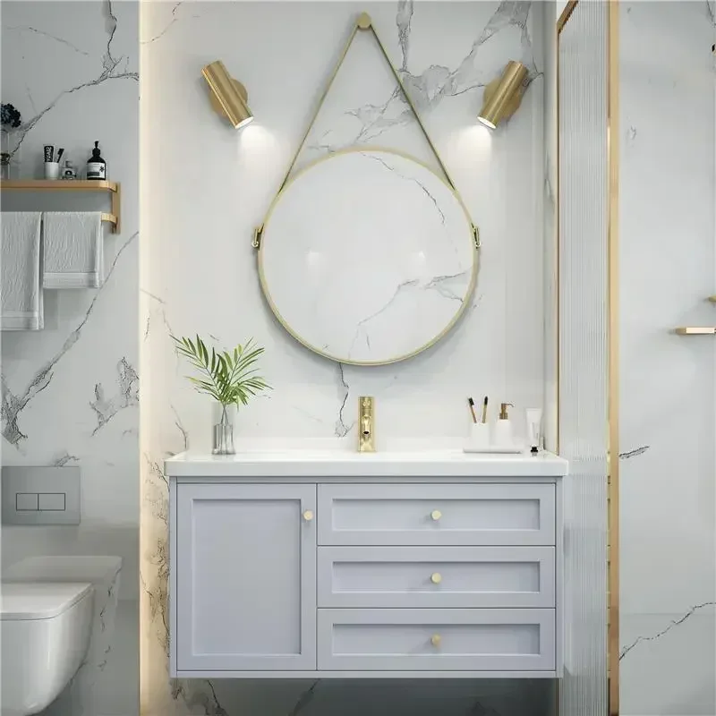 Nordic Light Luxury Bathroom Cabinet Smart Mirror Simple Bathroom Vanity Cabinet with Sink Toilet Washbasin Bathroom Furniture