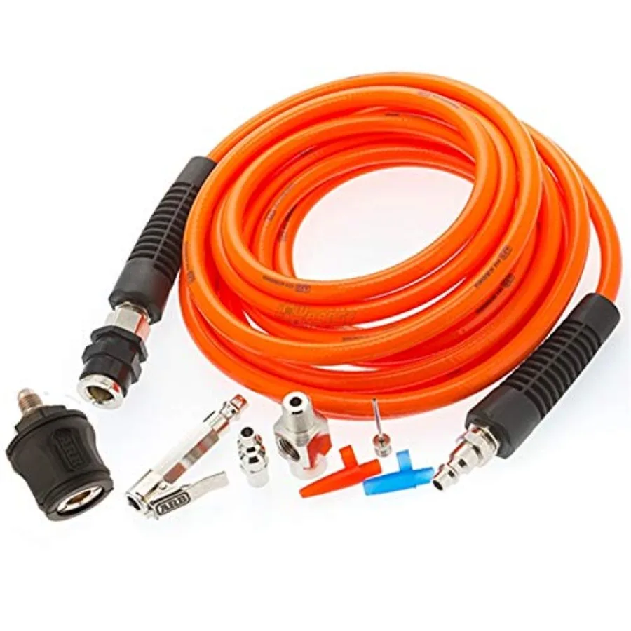 Portable Tire Inflation Kit with 18-Foot Long Air Hose and Comprehensive Accessories for Universal On-Board Systems