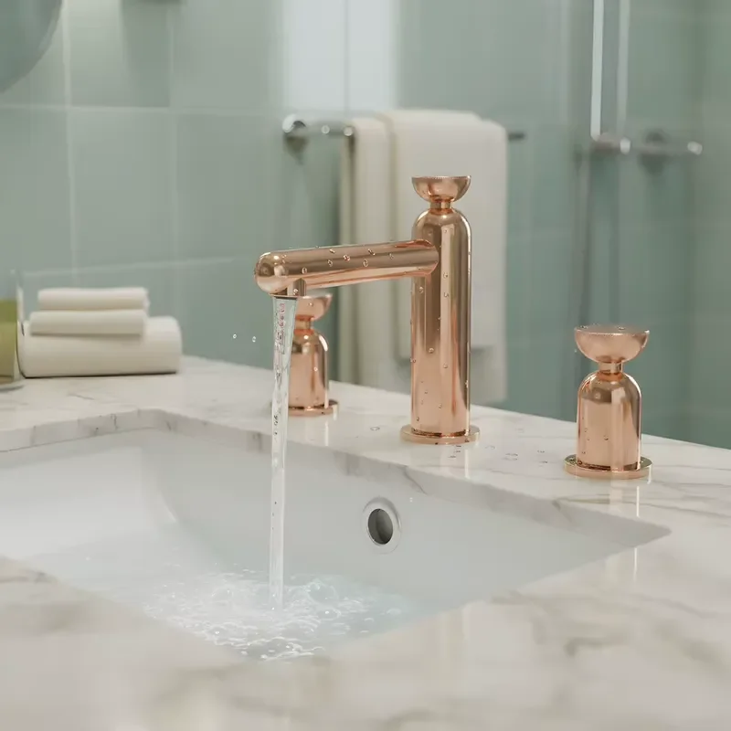 Modern Style Bathroom Basin Faucet Brass Dual Handle Hot and Cold Water Mixer Tap Deck Mounted for Apartment Use