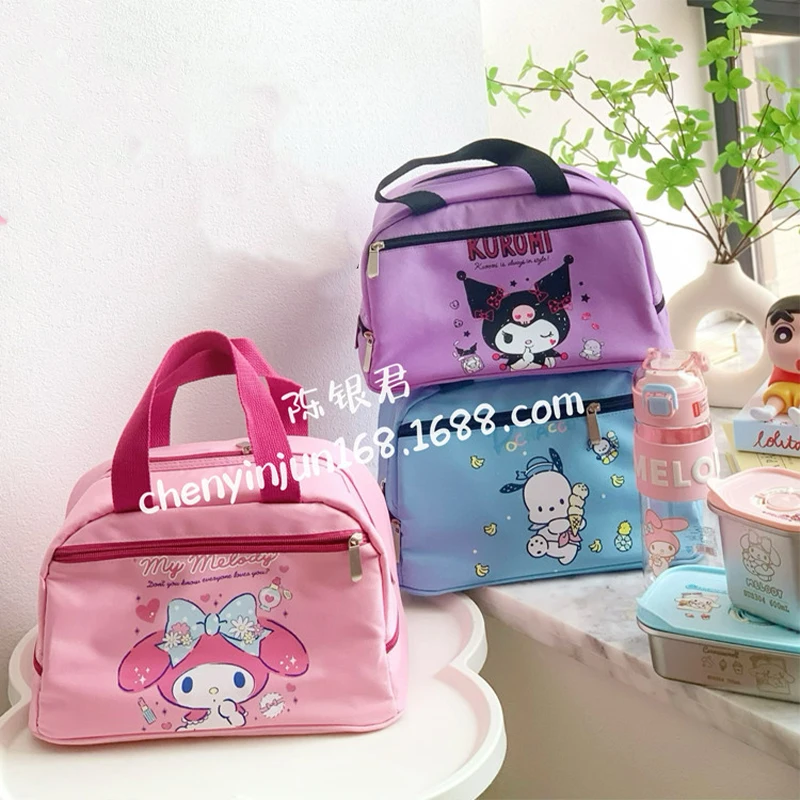 Sanrio Thermal Insulation Bag Kawaii Cinnamoroll Hello Kitty Cartoon Anime Cute Student Lunch Box Bag Handbag Storage Bags Toys﻿