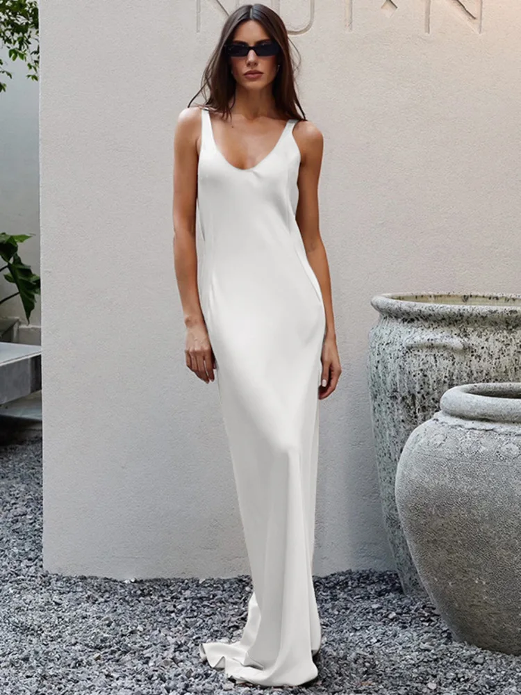 فستان ماكسي أنيق بدون أكمام من Blifanbo فستان نسائي برقبة على شكل V وخصر عالٍ مرقع بدون ظهر فستان نحيف للحفلات والنوادي #1