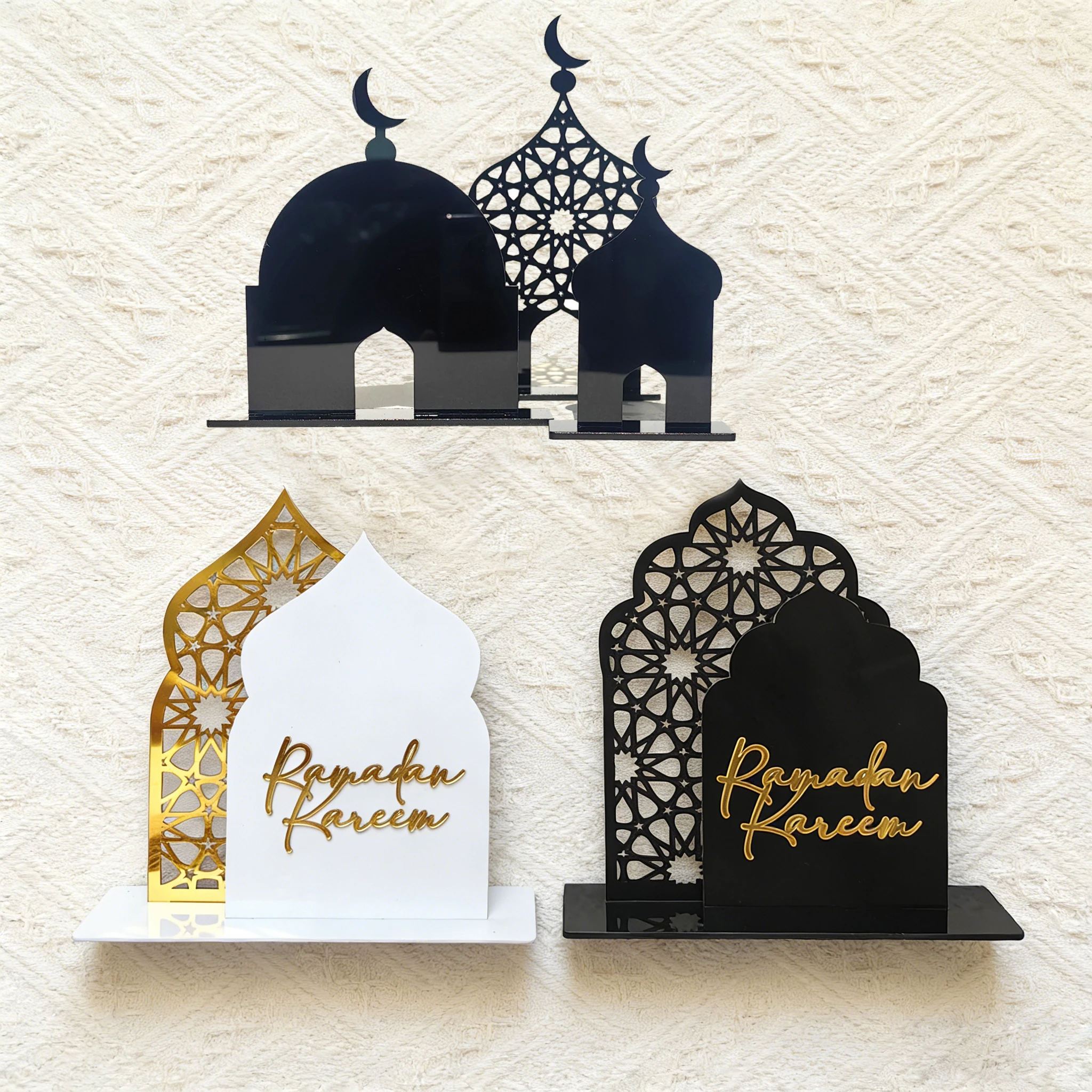 

Acrylic Ramadan Ornaments Gold Black Eid Mubarak Home Table Decorations 2025 Islamic Muslim Festival Party Gifts Ramadan Kareem