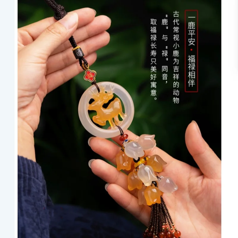 All The Way Safe Deer Jade Automobile Hanging Ornament High-End Ornaments Inside Car Car Rearview Mirror Pendant 202 Safe Chamrs