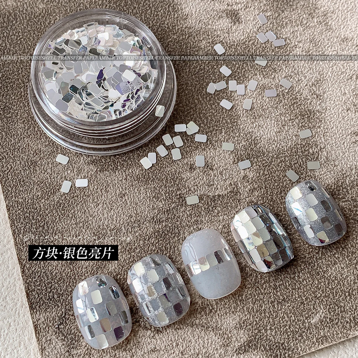 2Jar Sparkle Silver Simple Mini Rectangle Thin Paillette Nail Art Sequins Decals Refletive Small Check Slice Manicure Materials
