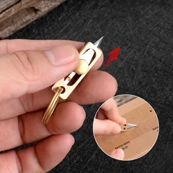 Mini d2 Blade Openbox Knife Portable Outdoor Camping Self Defense EDC Brass Push Knife with Keychain Cutting Knife