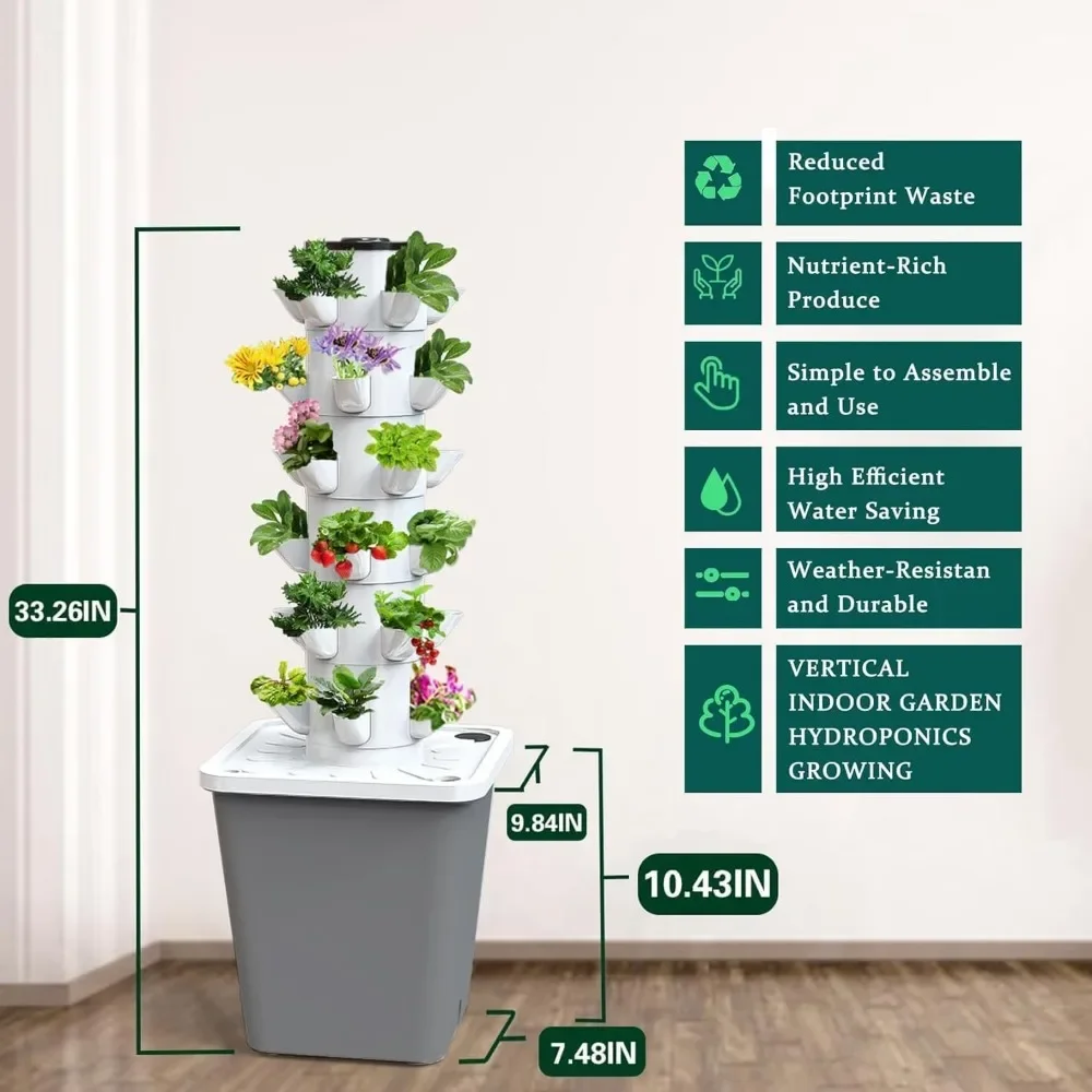 Hydroponic Planting System, 30 Plant Indoor Vertical Tower Garden System Kit, Hydroponic Germination Kit