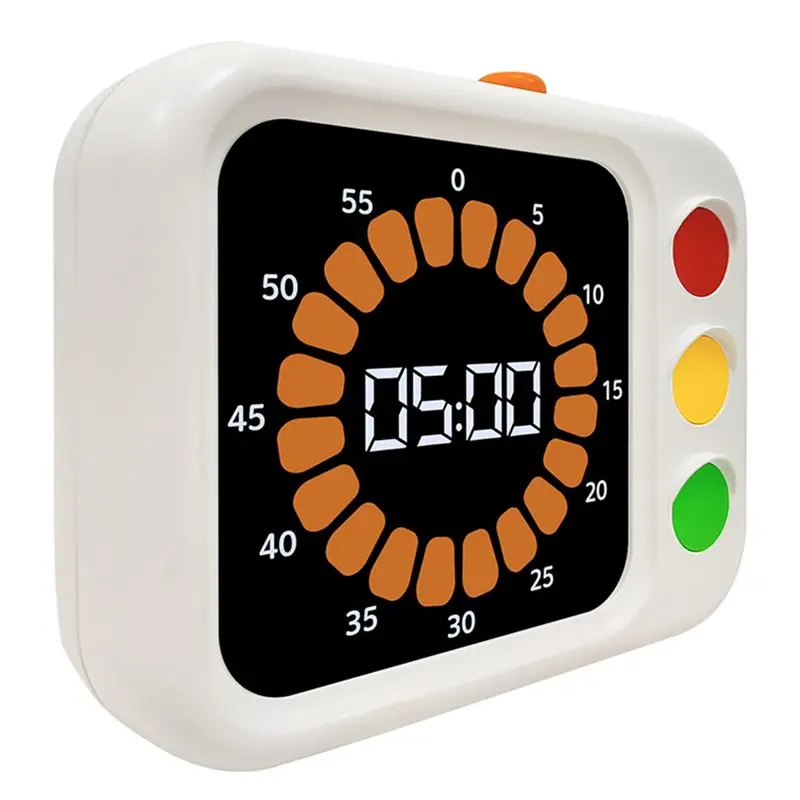 A58Z T4MC Digital Timer 60 Minutes Visual Plastic Time Management Tool Traffics Light Themed Timer For Home School Office