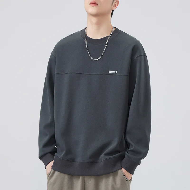 【Mirrordust】Long Sleeve Round Neck Heavyweight Sweatshirt Spring and Autumn Split Design Casual2025New Loose Pullover Top