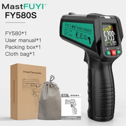 MASTFUYI FY580KS Digital Infrared Thermometer -50℃~580℃ Non-Contact Laser Temperature Meter 12:1 LCD Handheld Pyrometer