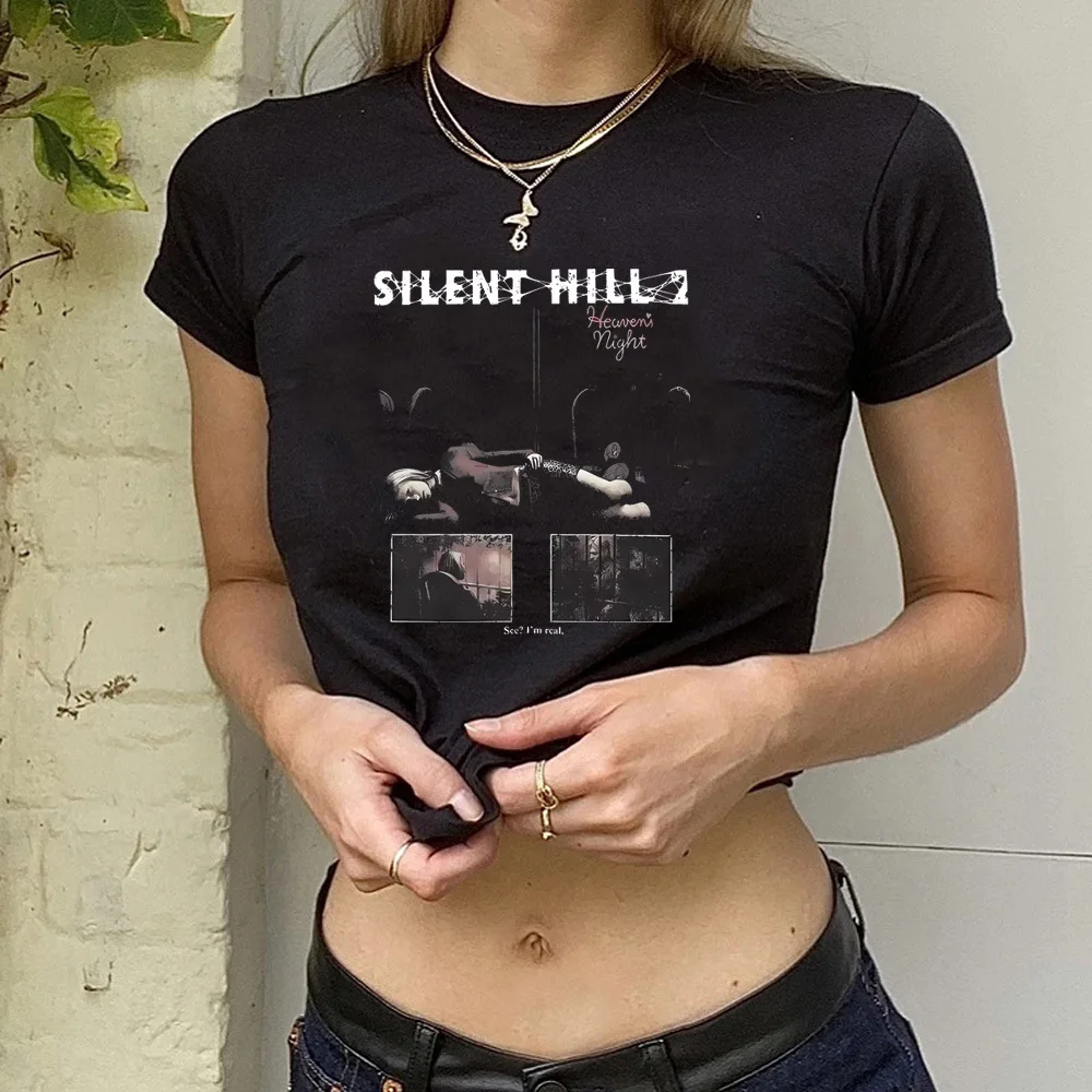 

Silent Hill crop top shoujo girl style gothic Aesthetic corset Grunge summer y2k Slim Fit Cute woman t-shirt