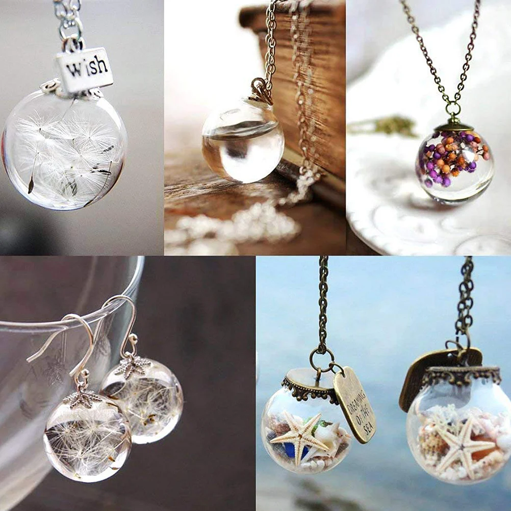 

100Pcs Glass Ball Pendant Charms DIY Jewelry Making Accessory 50 Balls 25 Gold 25 Silver Caps Stylish Unique Design for Necklace