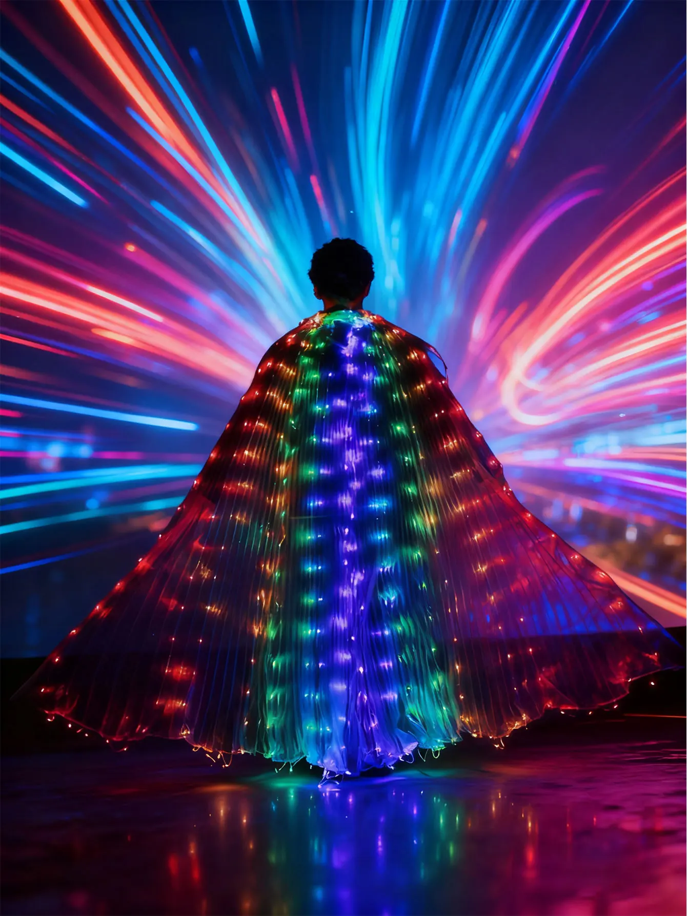 컬러풀 댄스 남성 의상 액세서리 다채로운 LED 나비 파티 날개 파티 장식 망토 (배터리 미포함)