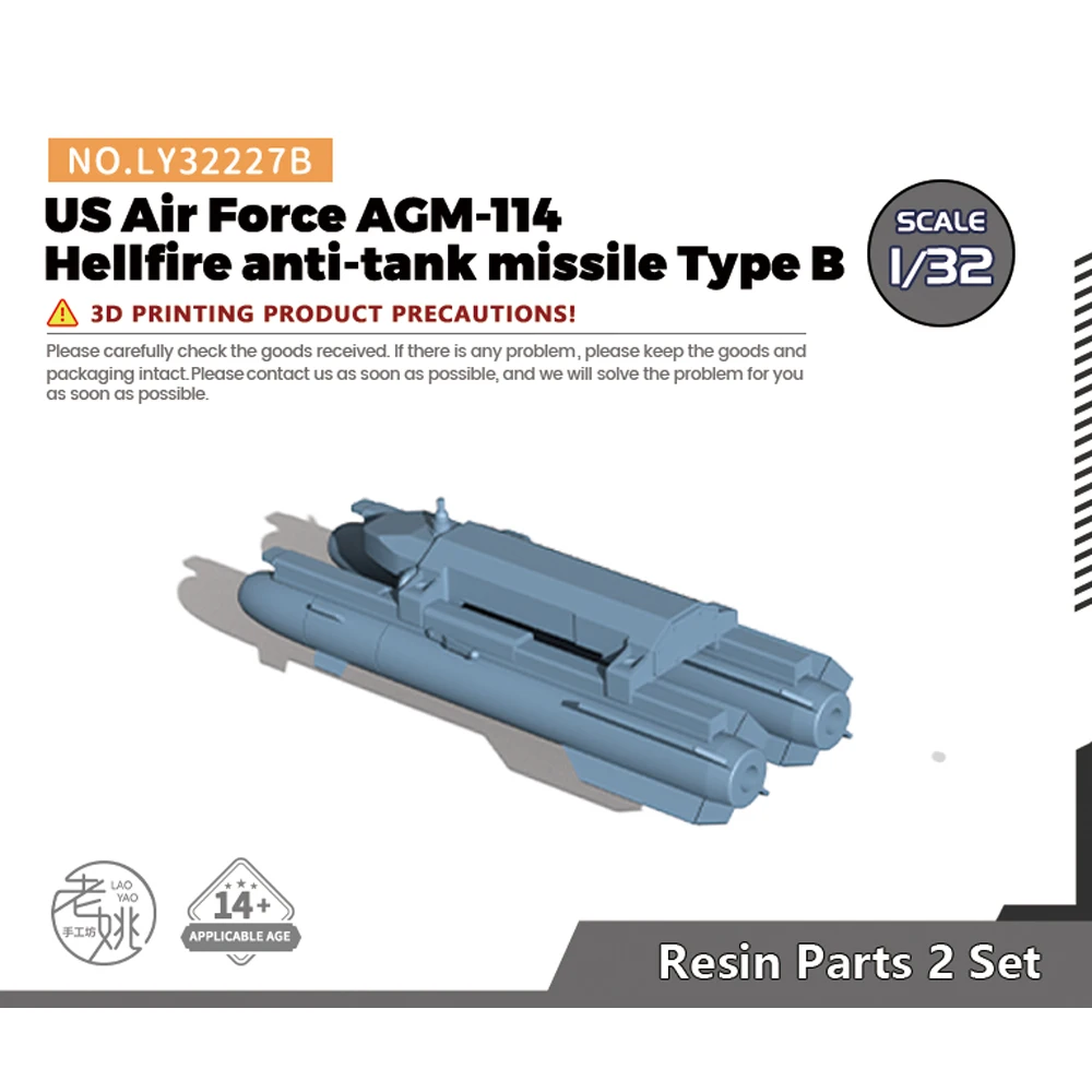 Yao's Studio LY227B 1/32 Model Upgrade Parts US Air Force AGM-114 Hellfire anti-tank missile Type B WWII WAR GAMES