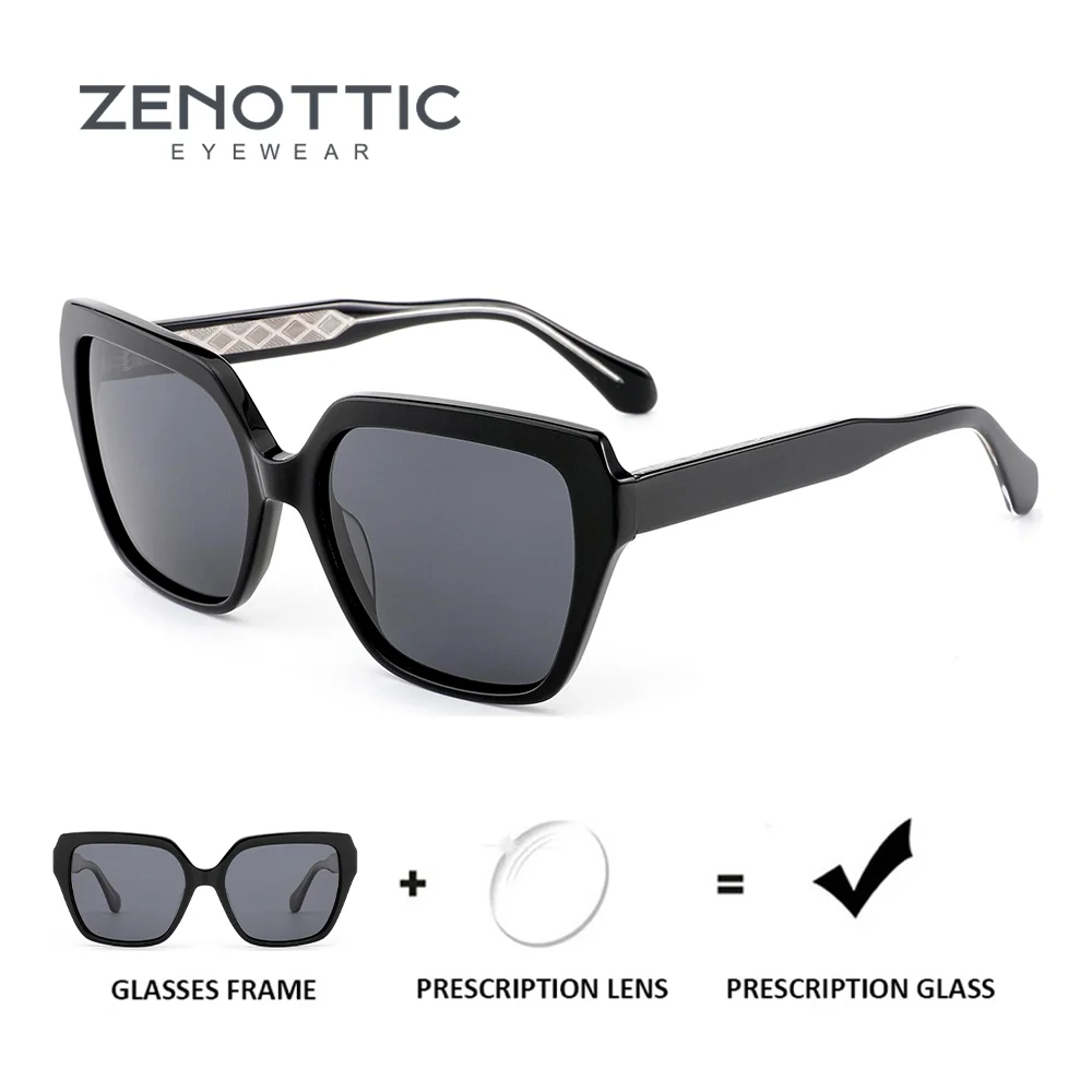 

ZENOTTIC Modish Acetate Myopia Prescription Sunglasses Women Stylish Polygon Uv400 Polarized Corrective Sun Glasses