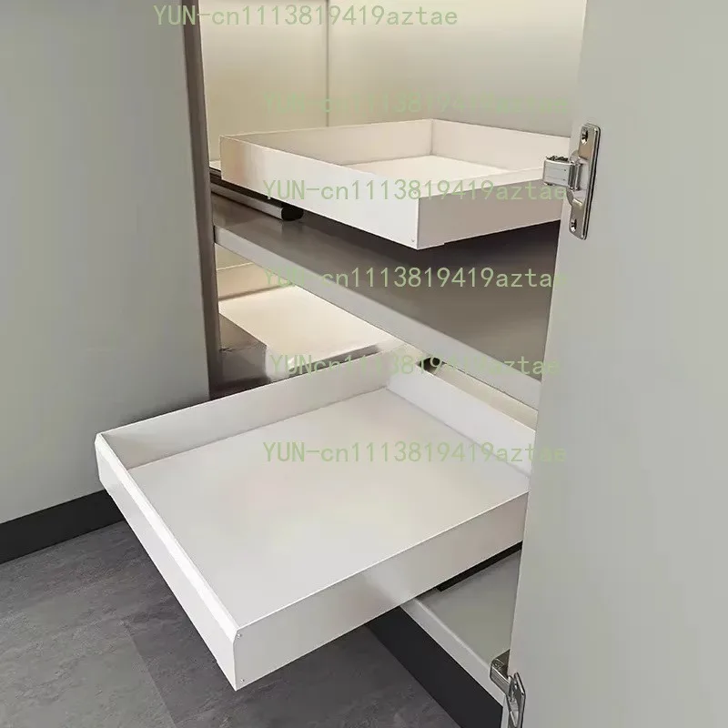 Space Aluminum Single Layer Cabinet Corner Shelf Drawer Type Kitchen Storage Rack Rust Proof
