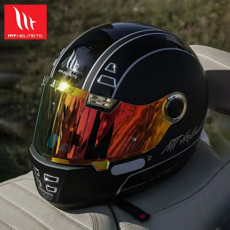 MT JARAMA Retro Full Face Motorcycle Helmet Vintage Cruiser ECE DOT Unisex Four Seasons Casco Moto Anti-Fog Breathable Windproof