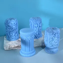 Relief flower cylinder candle silicone mold vine flower column Roman column concrete cement Rattan cylinder gypsum resin mold