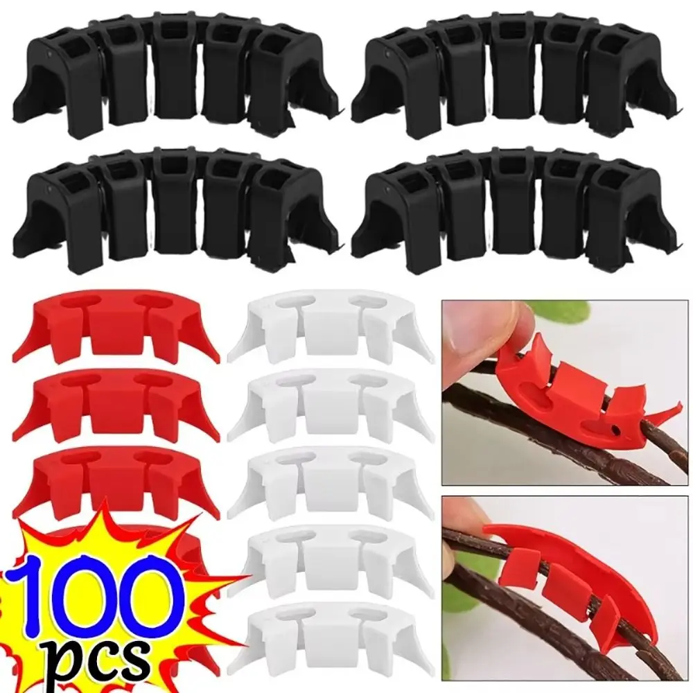 100Pcs Plastic Plant Benders Growth Manipulation Plant Stem Branche Bending Low Stress Clip Garden Supplies 90 Degree