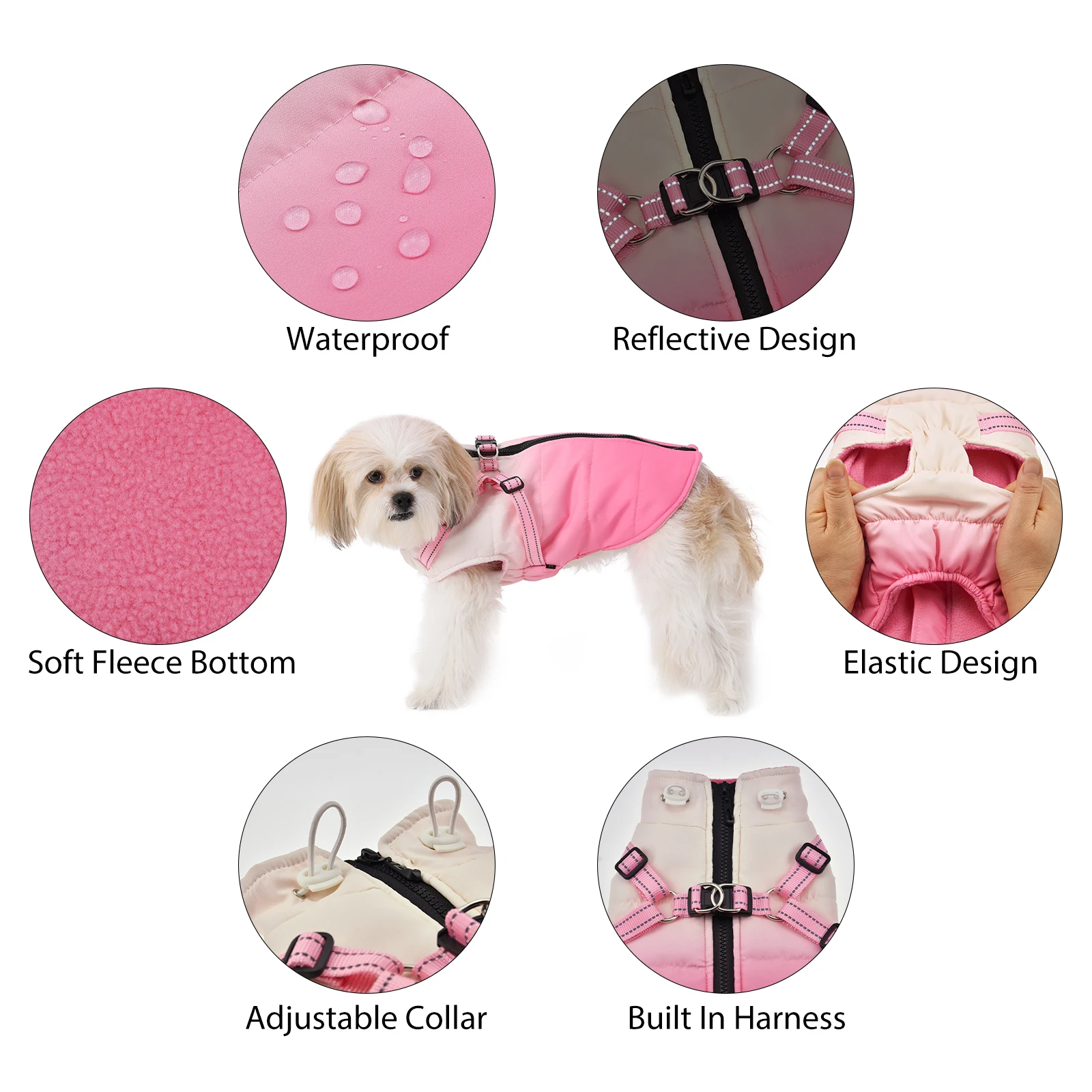 Waterproof Dog Jacket With Harness Winter Warm Pet Dog Clothes For Small Big Dogs Coat Chihuahua Clothing French Bulldog Outfits