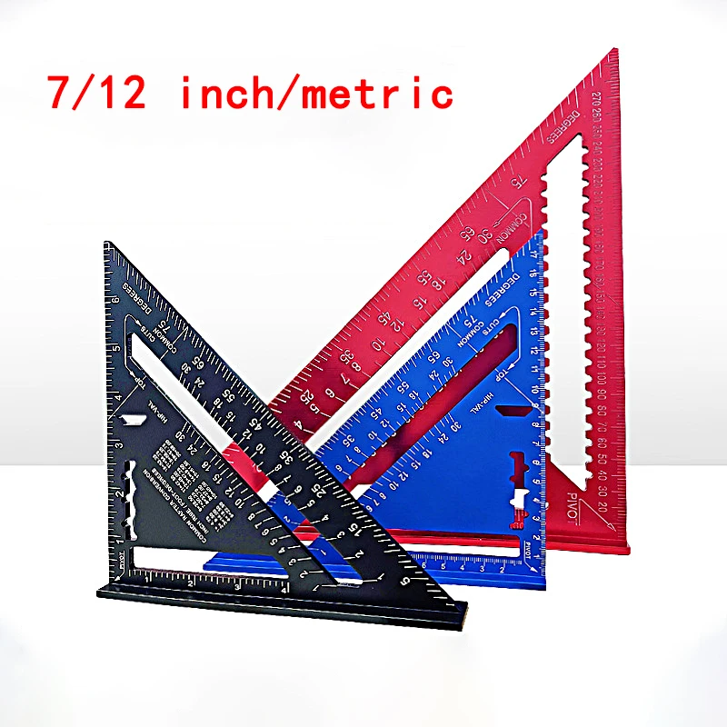 

Gauges Aluminum Alloy Triangle Ruler Woodworking Measuring Gauging Tools High Precision Angle Ruler Scriber Metric and Inch