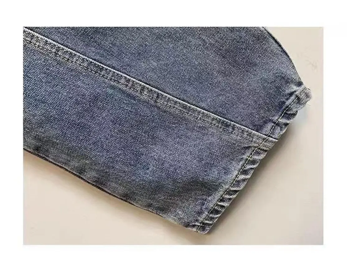 بنطلون جينز رجالي كبير الحجم كاجوال فضفاض مستقيم مدبب من قماش الدنيم ثقيل مغسول وواسع الساق مقاس كبير (50-150 كجم)